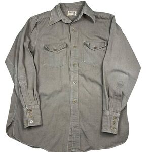 Vintage 1950s Grandee Garbardine by Sweet button front tan shirt USA made size L